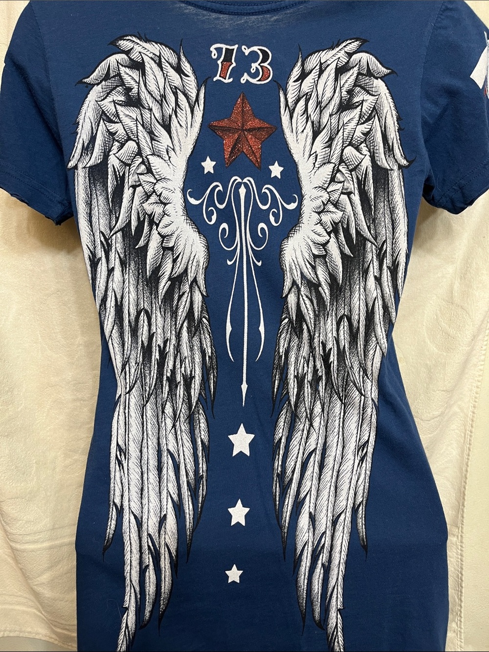 ❤️🤍💙Blue 'Sinful' Heart & Wings Graphic Tee❤️🤍💙